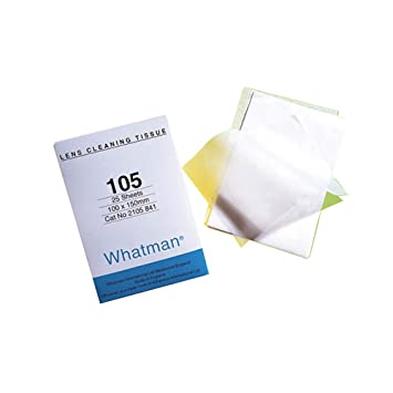Whatman Lens Cleaning Tissue, Grade 105, W × L 100 mm × 150 mm, Pkg of (25 Wallets of 25 Sheets)